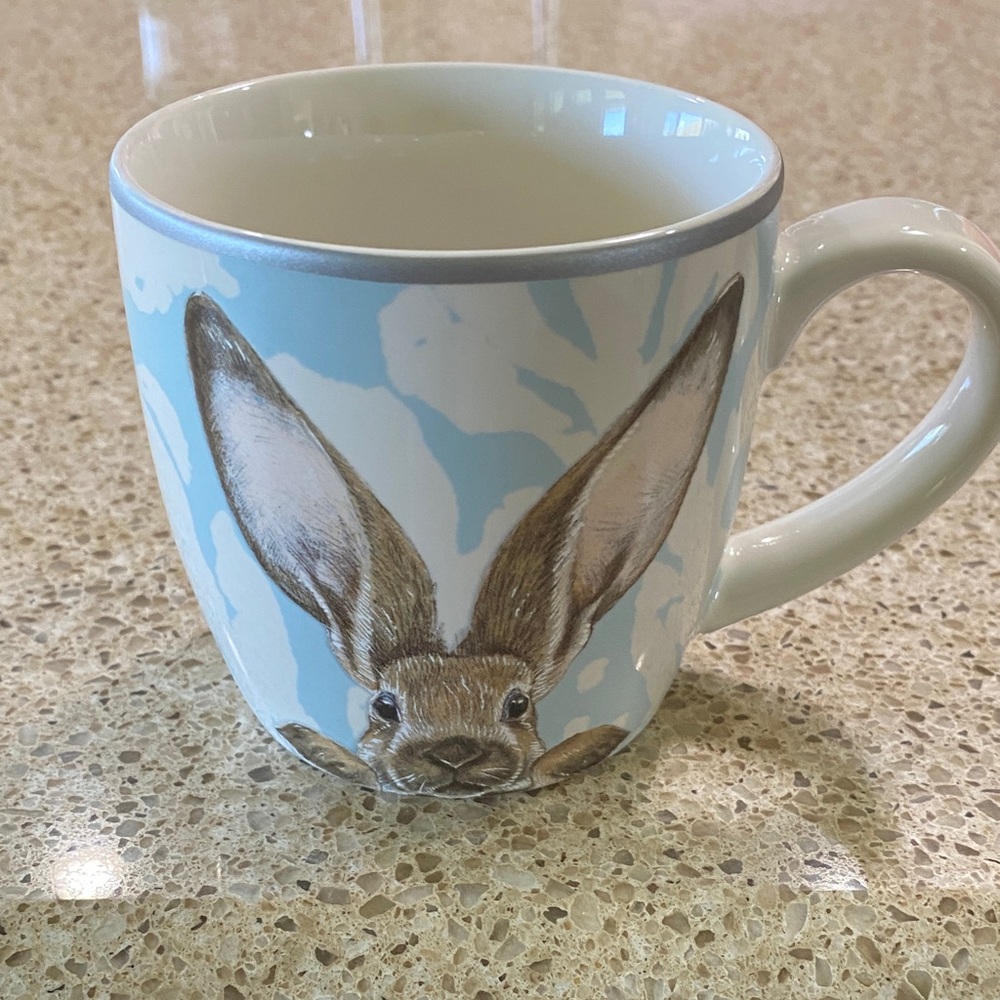 Williams Sonoma Rabbit Mug - Sky Blue and White